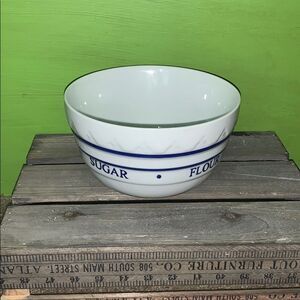 Vintage mixing bowl with ingredients written on it